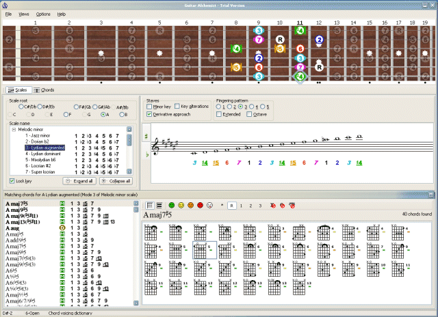 Visually explore modes, chords and scales